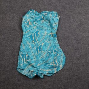 Vintage Stewart Swimsuit Womens 10 Blue Strapless One Piece Made USA 90s